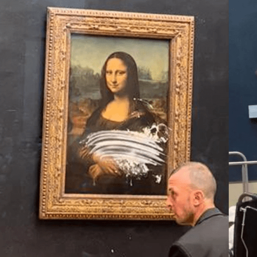 Someone Threw Cake At The Mona Lisa!